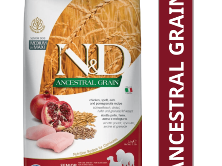 Farmina N&D Chicken & Pomegranate Ancestral Grain Senior Medium Maxi Dog Dry Food (Limited Shelf Life) Fashion