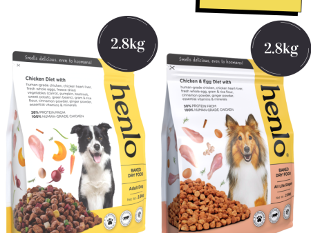 Henlo Chicken & Vegetable and Chicken & Egg Baked Dry Food for Adult Dogs Combo Online now