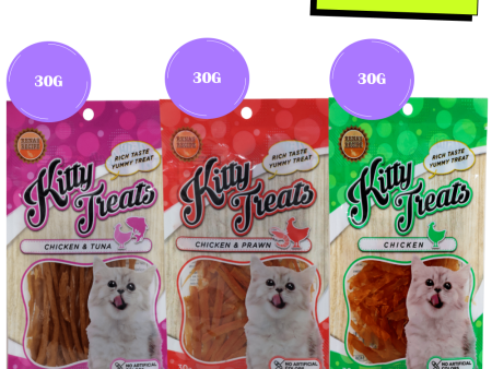 Kitty Treats Soft Chicken and Tuna, Chicken with Shrimp Flavour and Soft Chicken Jerky Sliced Cat Treats Combo Online Sale