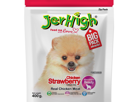 JerHigh Chicken Strawberry Flavoured Stick Dog Treats (400g) Online now