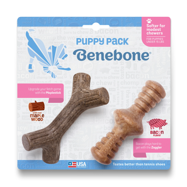 Benebone Maplestick and Zaggler Bacon Chew Toys for Puppy For Cheap