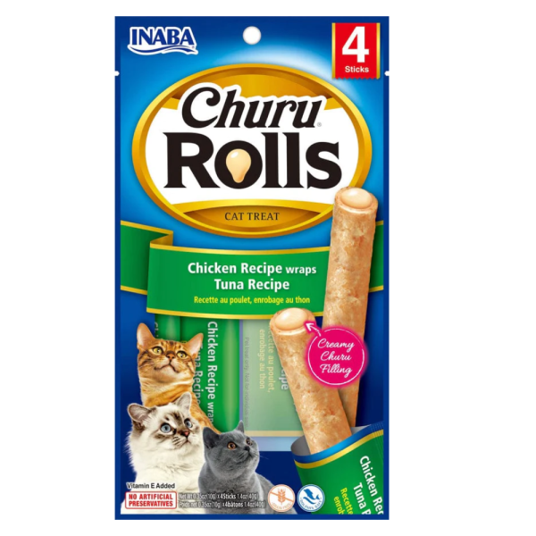 INABA Churu Rolls Chicken Recipe Wraps Tuna Cat Treats For Discount