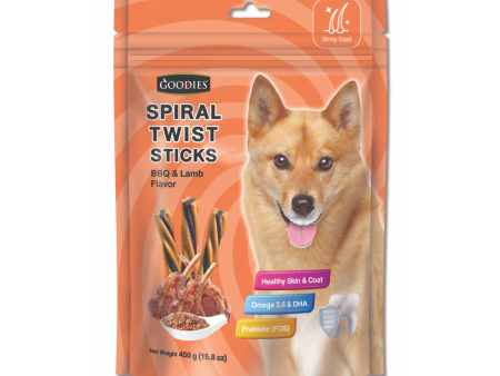 Goodies BBQ & Lamb Spiral Twist Stick Dog Treats Supply