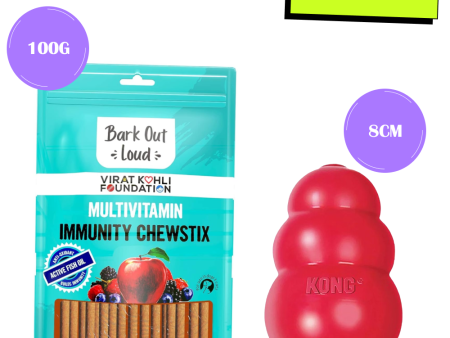 Bark Out Loud Immunity Multi Vitamin Chew Stix and Kong Classic Toy for Dogs and Cats Combo For Sale