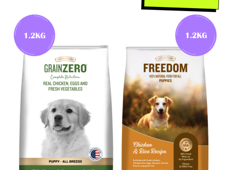 Signature Freedom Chicken and Rice Recipe and Grain Zero Real Chicken, Egg and Vegetables Puppy Dog Dry Food Combo Online now