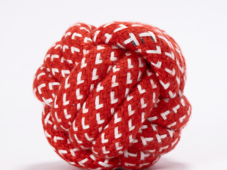 Skatrs Ball Shaped Rope Chew Toy for Cats & Dogs (Red White) For Discount