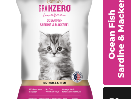 Signature Grain Zero Ocean Fish, Sardine and Mackerel Mother and Kitten Cat Dry Food (50g) Cheap