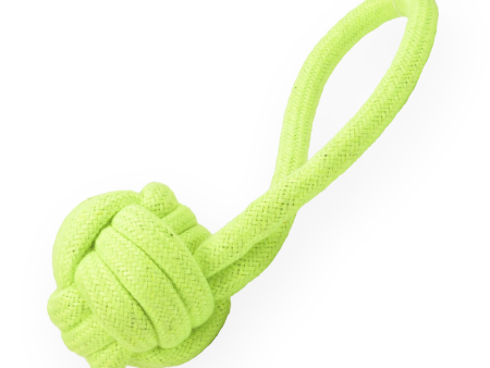 Skatrs Hand Made Knotted Ball with Handle Rope Chew Toy for Cats and Dogs (Neon Green) For Cheap