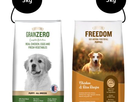 Signature Freedom Chicken and Rice Recipe and Grain Zero Real Chicken, Egg and Vegetables Puppy Dog Dry Food Combo Online now