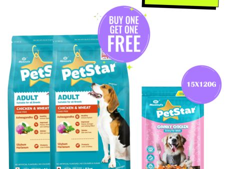 Mankind Petstar Chicken and Wheat Adult Dog Dry Food and Chunky Chicken Gravy Adult Dog Wet Food Combo Online