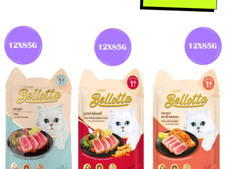 Bellotta Tuna in Gravy, Tuna Topping Shrimp in Jelly and Tuna & Salmon in Gravy Cat Wet Food Combo For Cheap