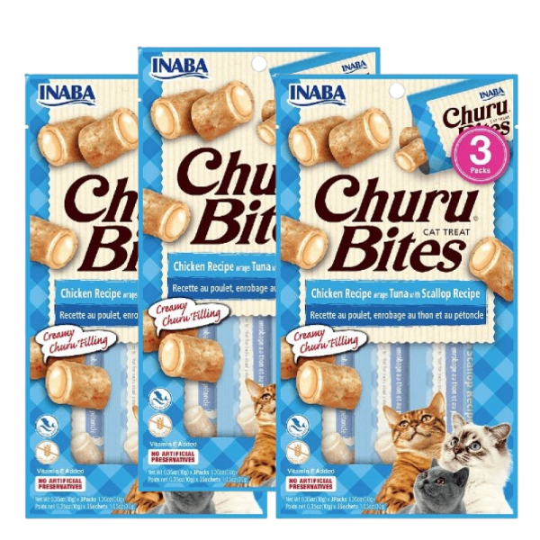 INABA Churu Bites Chicken Recipe Wraps Tuna with Scallop Recipe Cat Treats Hot on Sale