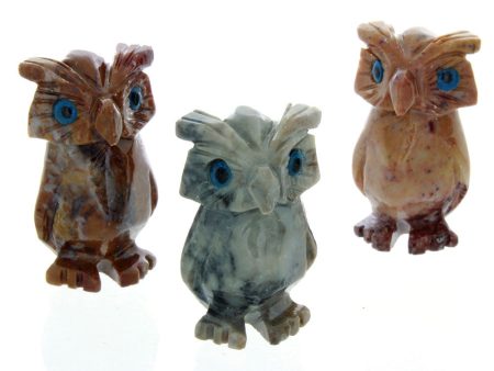 ANIMAL OWL SOAPSTONE CARVING (3) Supply