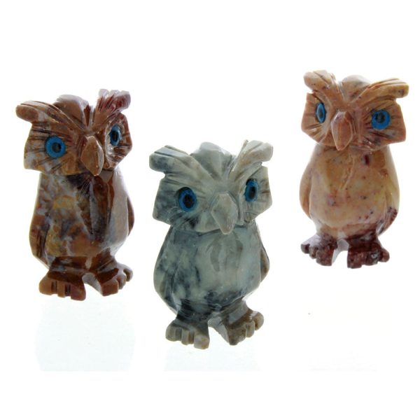 ANIMAL OWL SOAPSTONE CARVING (3) Supply