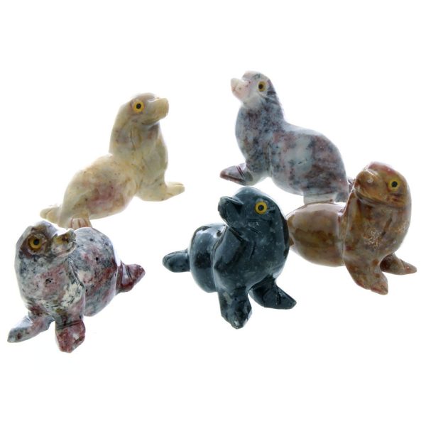 ANIMAL SEAL SOAPSTONE CARVING (3) Online