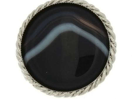 SLIDE GEMSTONE BLACK LINE AGATE COIN 40 MM  BOLO Cheap