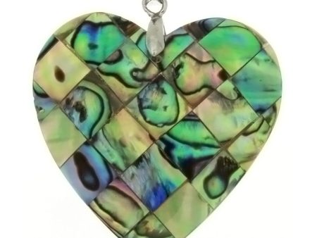 NATURAL ABALONE HEART 35 MM PENDANT on Sale