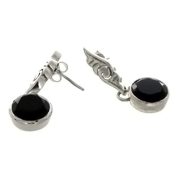 DROP BLACK ONYX COIN SS EARRINGS Fashion