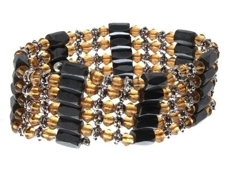 WRAP MEMORY HEMATITE BARREL & CRYSTAL BRACELET For Cheap