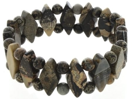 STRETCH GEMSTONE PAINTBRUSH JASPER PRINCESS BRACELET Online now