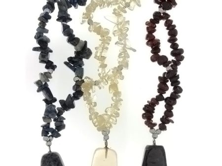 BEADED GEMSTONE VARIOUS CHIP W  DROP NECKLACE (3) Fashion