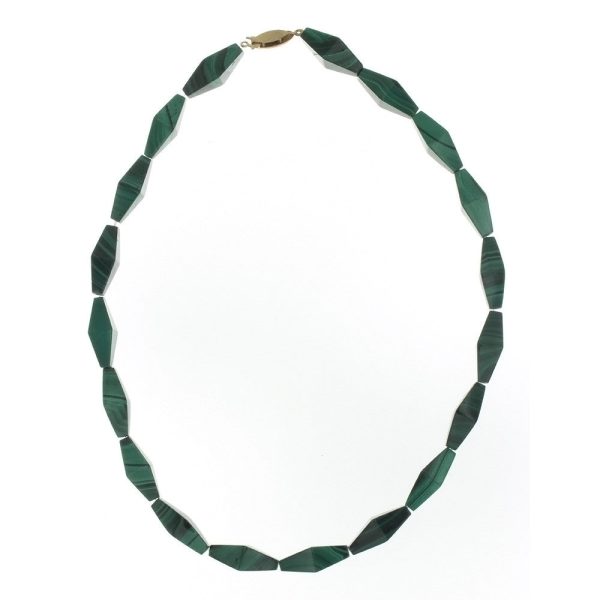 BEADED GEMSTONE MALACHITE NECKLACE Cheap