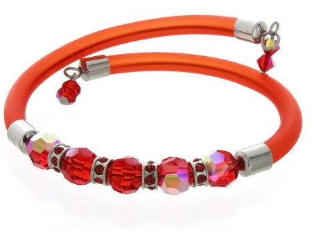 WRAP MEMORY FACETED CRYSTAL RED BRACELET For Sale