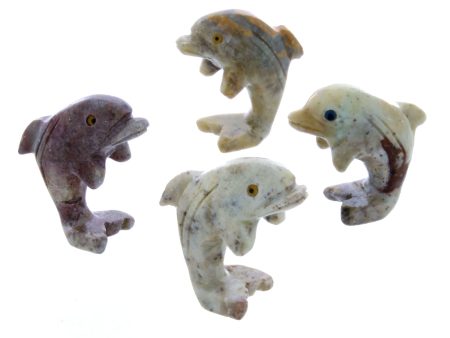 ANIMAL DOLPHIN SOAPSTONE CARVING (3) Hot on Sale