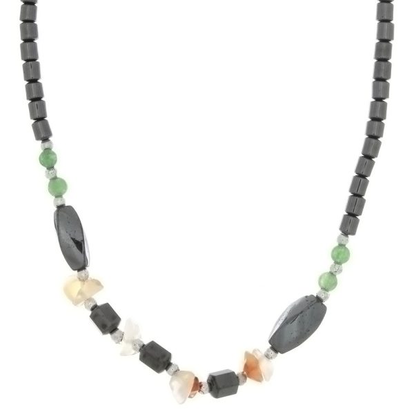 BEADED GEMSTONE HEMATITE W  SHAPE NECKLACE (6) Fashion