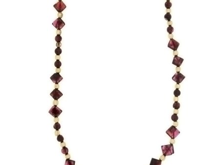 BEADED GEMSTONE GARNET DIAMOND NECKLACE Sale