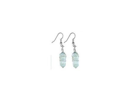 DROP WIRE WRAP CRYSTAL QUARTZ POINT EARRINGS Cheap