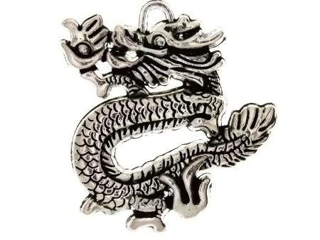 SYMBOL DRAGON 35 X 38 MM PEWTER CHARM Fashion