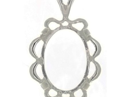 Cabochon Setting Sterling Silver Pendant Frame Holds 13x18 Cabochon Online now