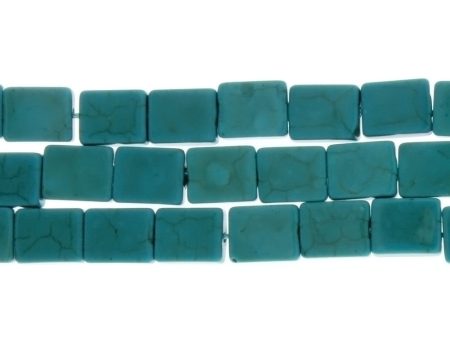 TURQUOISE MAGNESITE RECTANGLE 8 X 10 MM STRAND on Sale