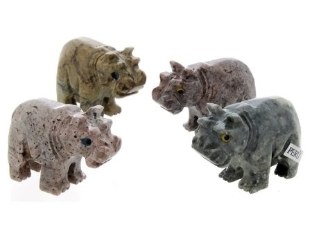 ANIMAL HIPPOPOTAMUS SOAPSTONE CARVING (3) Online Hot Sale