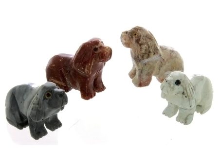 ANIMAL DOG SITTING SOAPSTONE CARVING (3) For Cheap