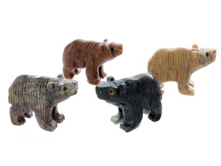 ANIMAL BEAR SOAPSTONE CARVING (3) For Cheap