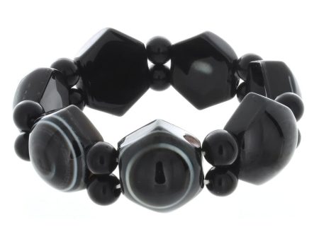 STRETCH GEMSTONE EYE AGATE HEXAGON BRACELET on Sale