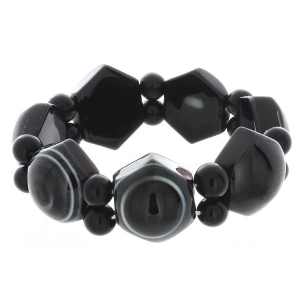 STRETCH GEMSTONE EYE AGATE HEXAGON BRACELET on Sale