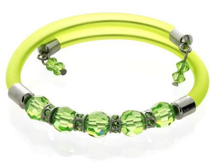 WRAP MEMORY FACETED CRYSTAL GREEN BRACELET For Cheap