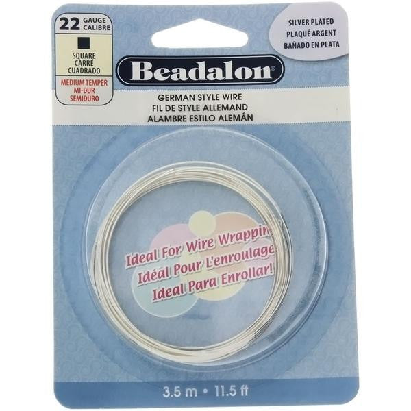 BEADALON 22 GAUGE SQUARE SILVER WIRE (3.5 M) Sale