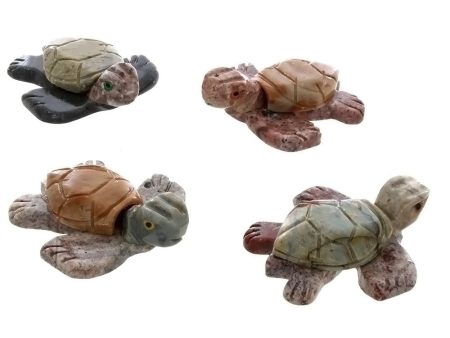 ANIMAL TURTLE SWIMMING SOAPSTONE CARVING (3) Online