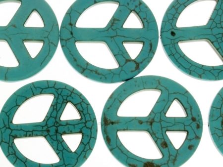 TURQUOISE MAGNESITE PEACE SIGN 34 MM STRAND Hot on Sale