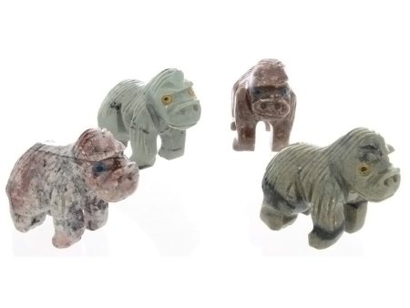 ANIMAL GORILLA SOAPSTONE CARVING (3) Cheap