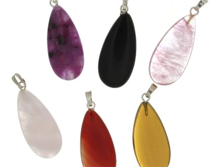 GEMSTONE VARIOUS TEARDROP 14 X 28 MM PENDANT (6) Online Hot Sale