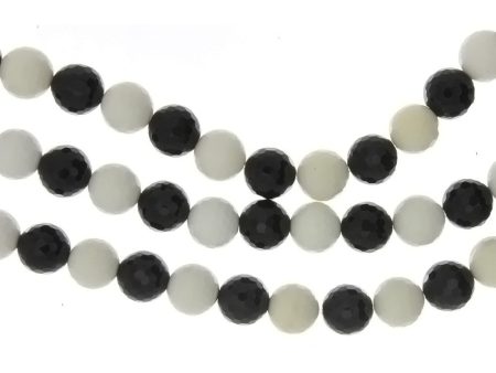 BLACK & WHITE ROUND FACETED 10 MM STRAND Online Sale