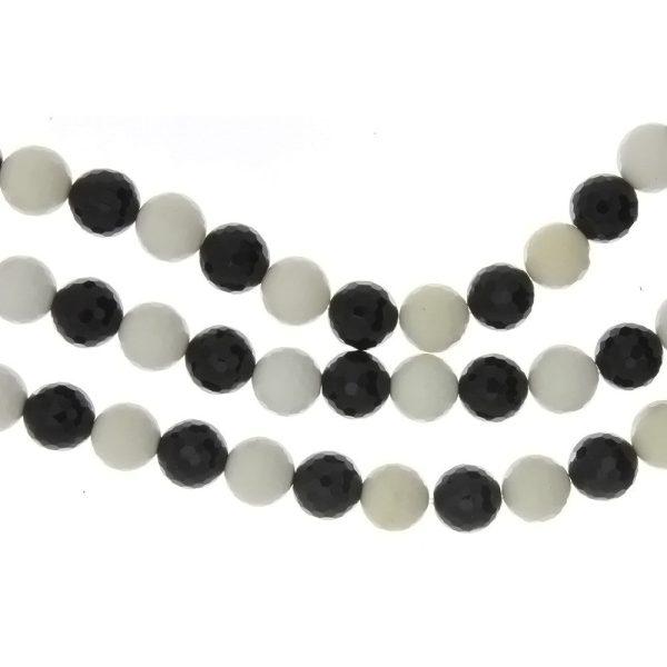 BLACK & WHITE ROUND FACETED 10 MM STRAND Online Sale