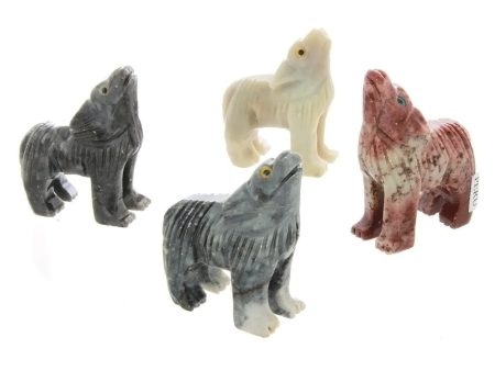 ANIMAL WOLF SOAPSTONE CARVING (3) Cheap