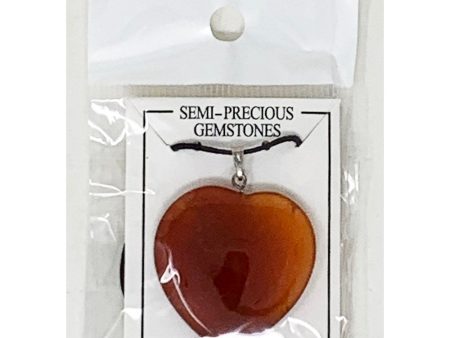 Corded Gemstone Carnelian 35mm Heart Necklace Sale