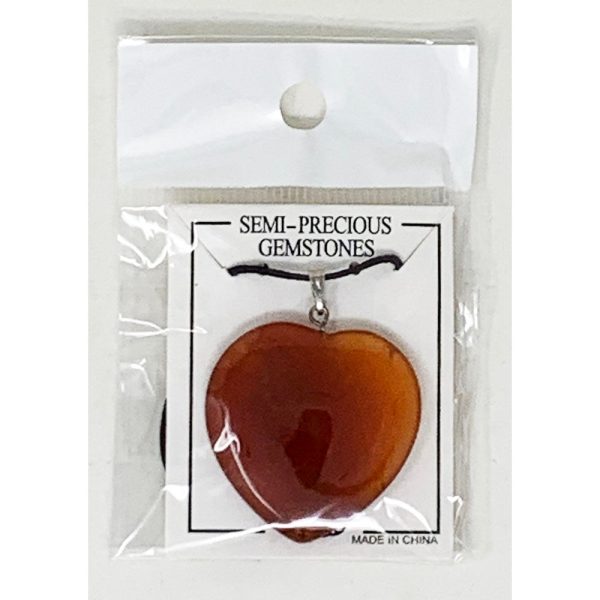 Corded Gemstone Carnelian 35mm Heart Necklace Sale